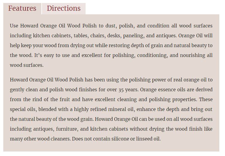 Howard Orange Oil Wood Cleaner Polish 4 7oz Lazada Singapore