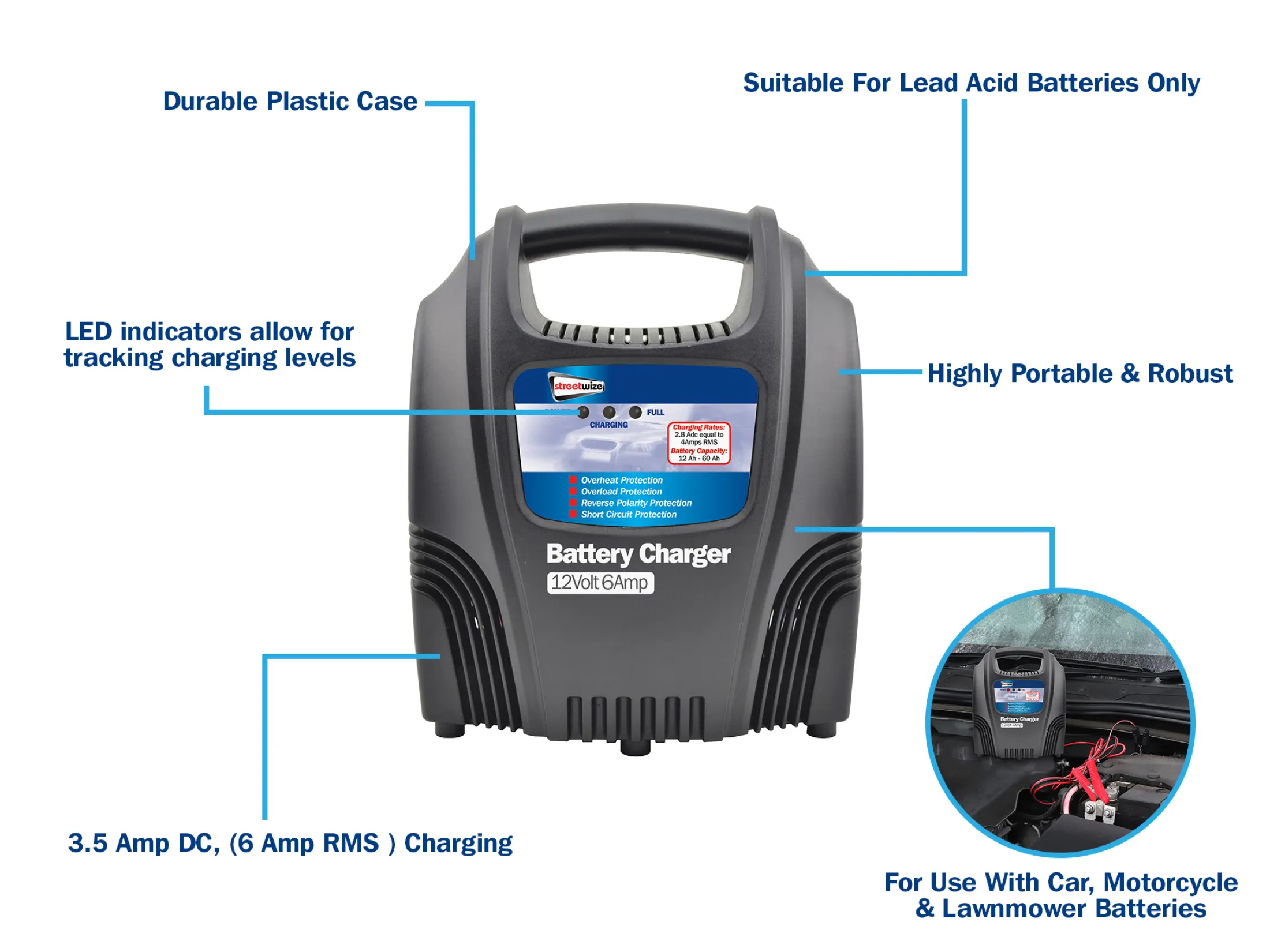 streetwize heavy duty battery charger