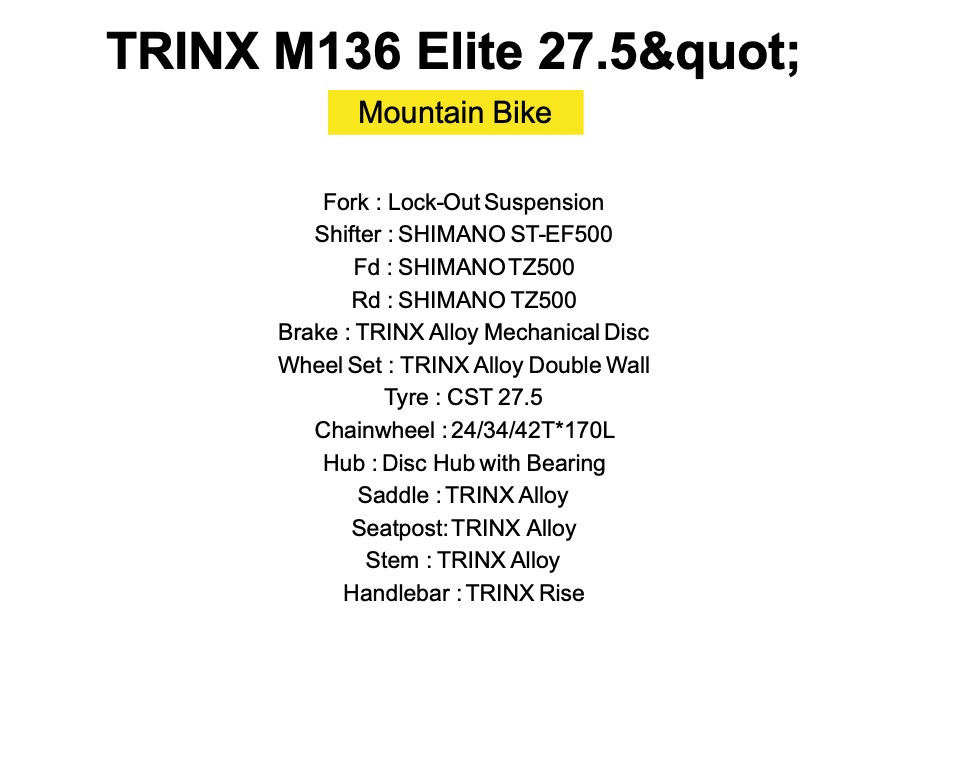 Trinx m136 elite online specs