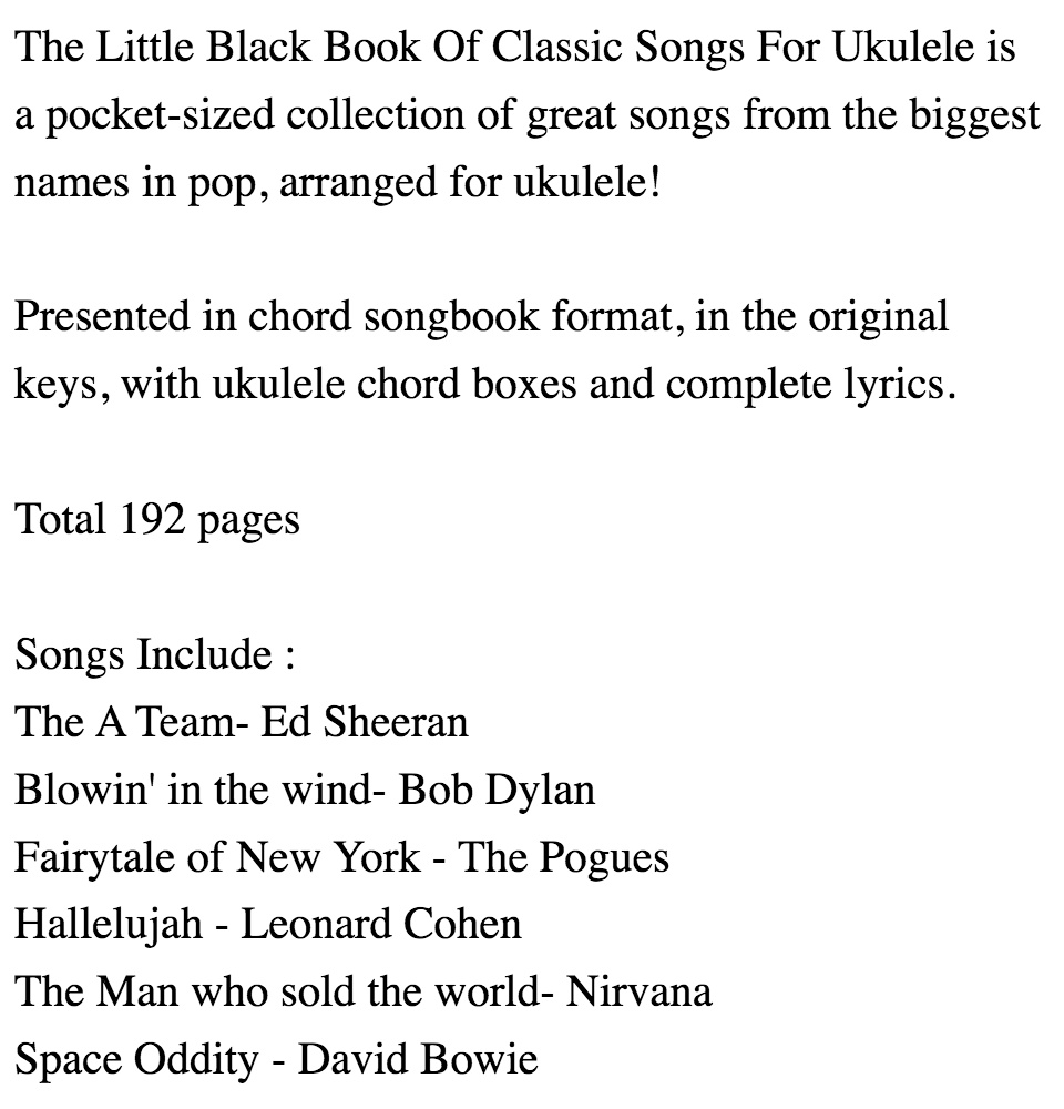 The Little Black Book Classic Songs For Ukulele Lazada Singapore