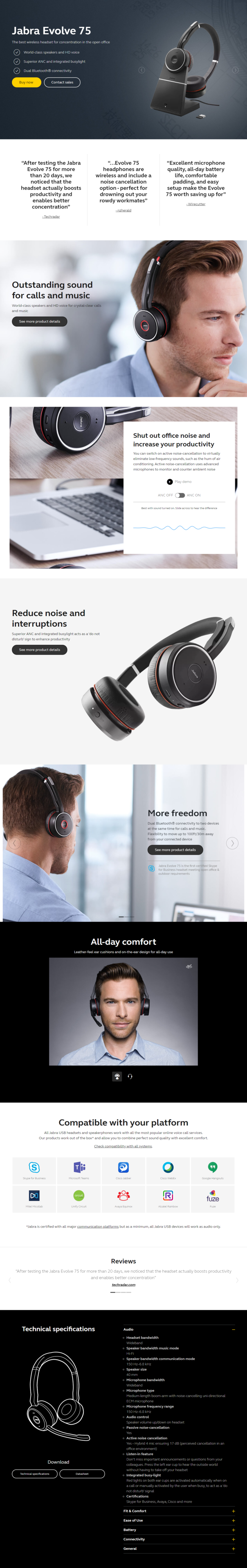 jabra evolve 75 noise cancelling microphone