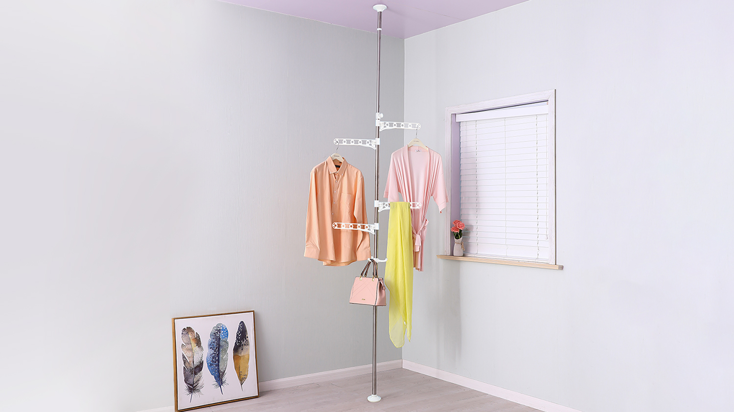 Baoyouni 4 Tier Standing Clothes Laundry Drying Rack Coat Hanger