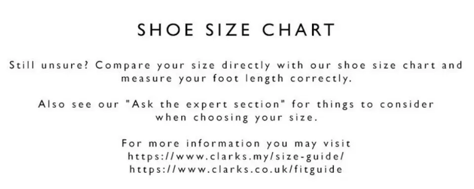 clarks originals men's shoes size chart